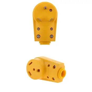 

RV 125V 30Amp Replacement Famale Male Plug Yellow Grip Handle Heavy Duty