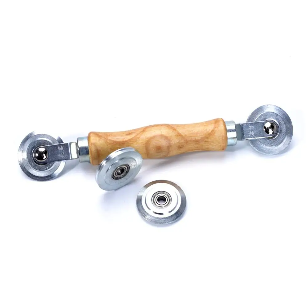 Window Install Tool Rolling Tool For Double Window Installation Hand Spline Roller Wooden Handle Steel Wheels Household Screen Door