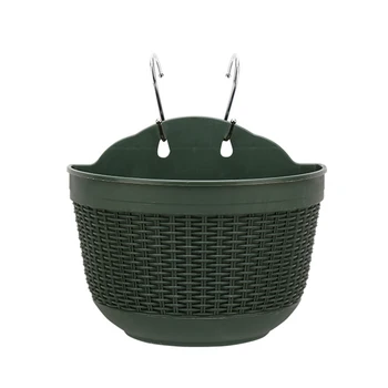 

Plastic Wall Hanging Semi-circular Flower Pot Fence Hanging Woven Flower Pot QJS Shop