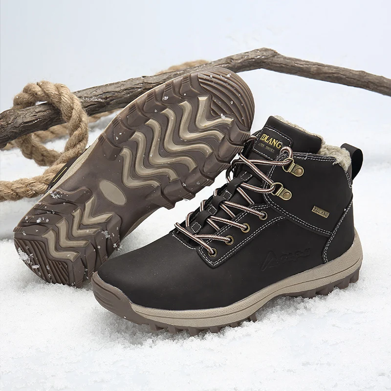 Jackshibo/мужские зимние ботильоны; уличная Водонепроницаемая повседневная обувь для мужчин и женщин; зимние теплые ботинки с меховой подкладкой; большие размеры