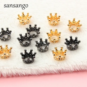 

10Pcs/Lot Crystal Crown Charm Beads Accessories DIY Metal Crystal Crown Spacer Beads For Bracelet Necklace Jewelry Making