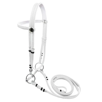 

Horse Long Sidepull Bridle Hollow Chewing Horse Decoration Accessories Padded 91AD
