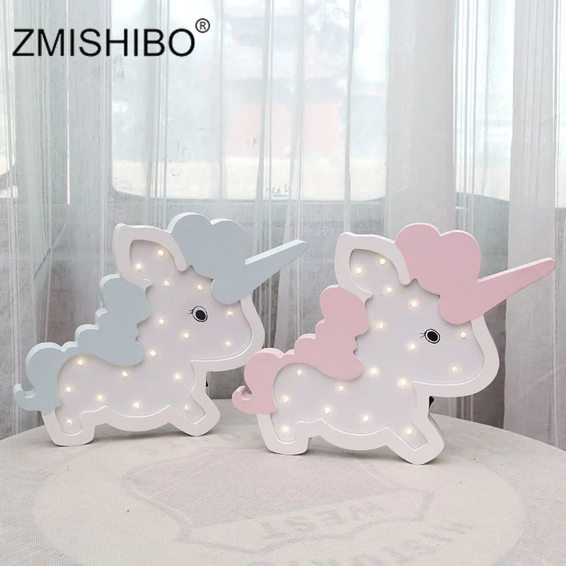 ZMISHIBO Единорог деревянные ночные светильники животное кошка слон светодиодный светильник настенный подвесной светильник стол Спальня украшение дома освещение