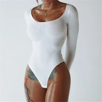 

YYXZ Women Overall Spring Autumn Slim Solid Color Long Sleeve 3 Colors T-shirt Style Lady Bodysuit Lady Skinny Jumpsuit SML