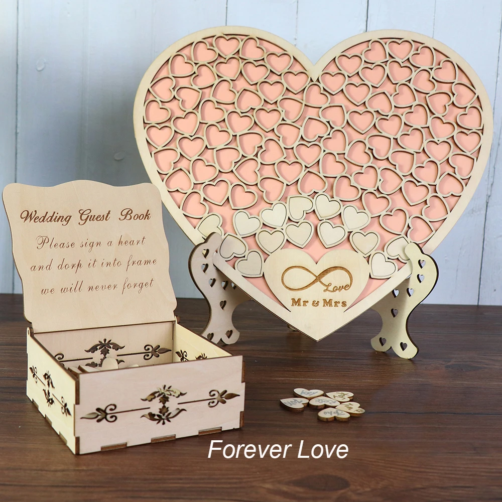 Heart Shape Wedding Guest Book Decoration Rustic Pink Sweet Heart Drop