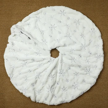 

90/122cm White Flannel Embroidered Snowflake Christmas Tree Skirt Christmas New Year Tool Home Decoration