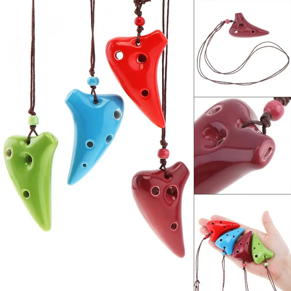 6 Holes Mini Alto Tonec Necklace Ocarina Ceramic Flute Instrument With