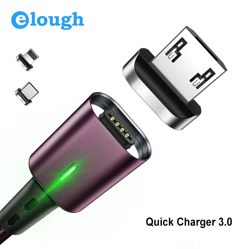 Elough 3 в 1 Магнитный заряд для iphone xs max xr x 8 7 плюс 6 5 S тип с кабель микро USB телефон