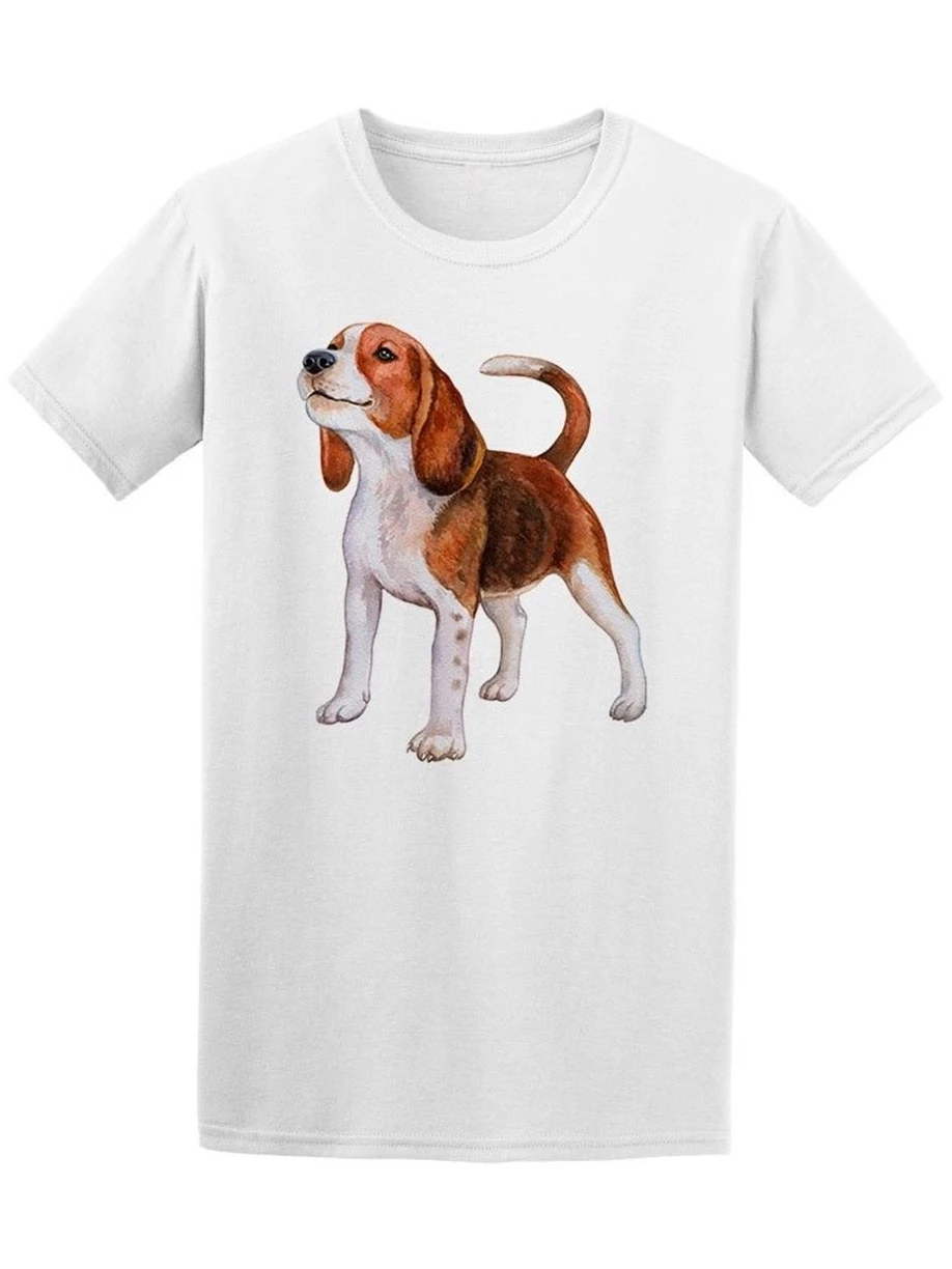 Веселая собака Beagle Акварельная Мужская футболка-Изображение Бесплатная
