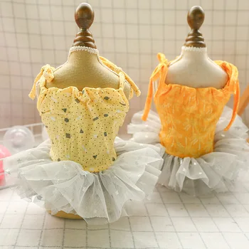 

Spring and Summer Thin Section Pet Dog Dresses for Small Puppy Chihuahua Gray Stars Printed Dog Skirt Elegant Pet Dog Clothes
