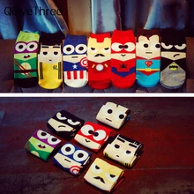 7 пар = 1 партия; хлопковые носки-тапочки с супергероями, Суперменом, Бэтменом, американскими надписями; невидимые носки; короткие носки; Прямая поставка