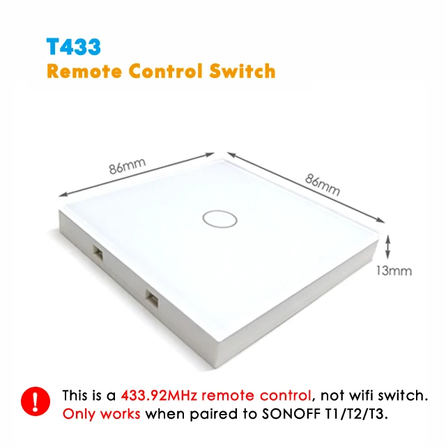 Sonoff WiFi Smart Touch Выключатель света T1 ЕС 1 2 Gang Ewelink App/RF 433/голос Управление выключатель света Поддержка Alexa Google дома - Цвет: T433 switch white