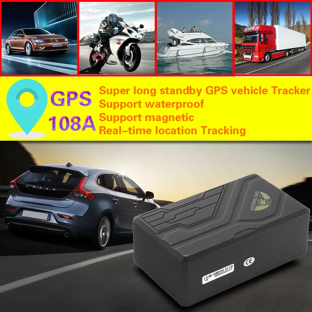 Мощный магнитный gps 108A gps трекер отслеживает в режиме реального времени со встроенным аккумулятором 10000 миллиампер портативный и простой в установке