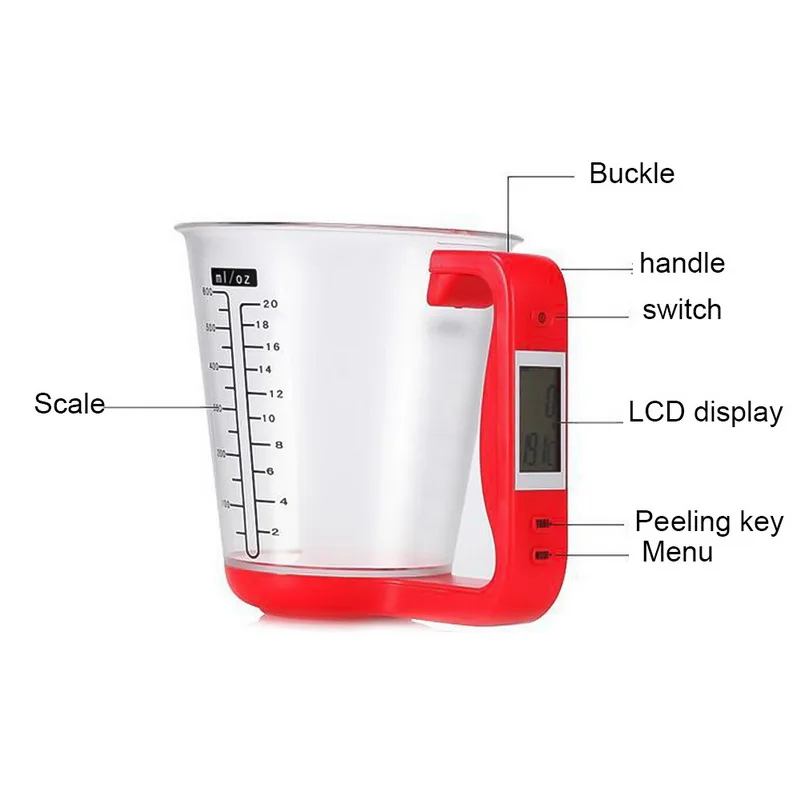 1 кг/1 г 600 мл, мерный стакан температурные измерительные чашечки кухонные весы цифровые шейкеры электронные весы с ЖК-дисплеем