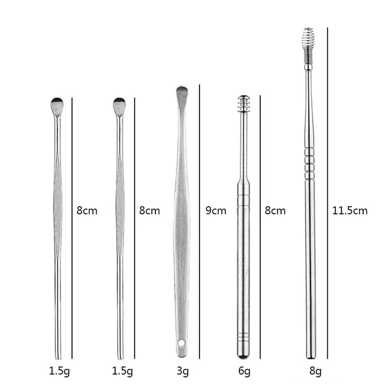 Portable Ear Cleaner Set Ear Cleaning Spiral Earpick Ear Wax Remover Ear Curette Spiral Ear Spoon Earpick Set Ear Cleaning Tools