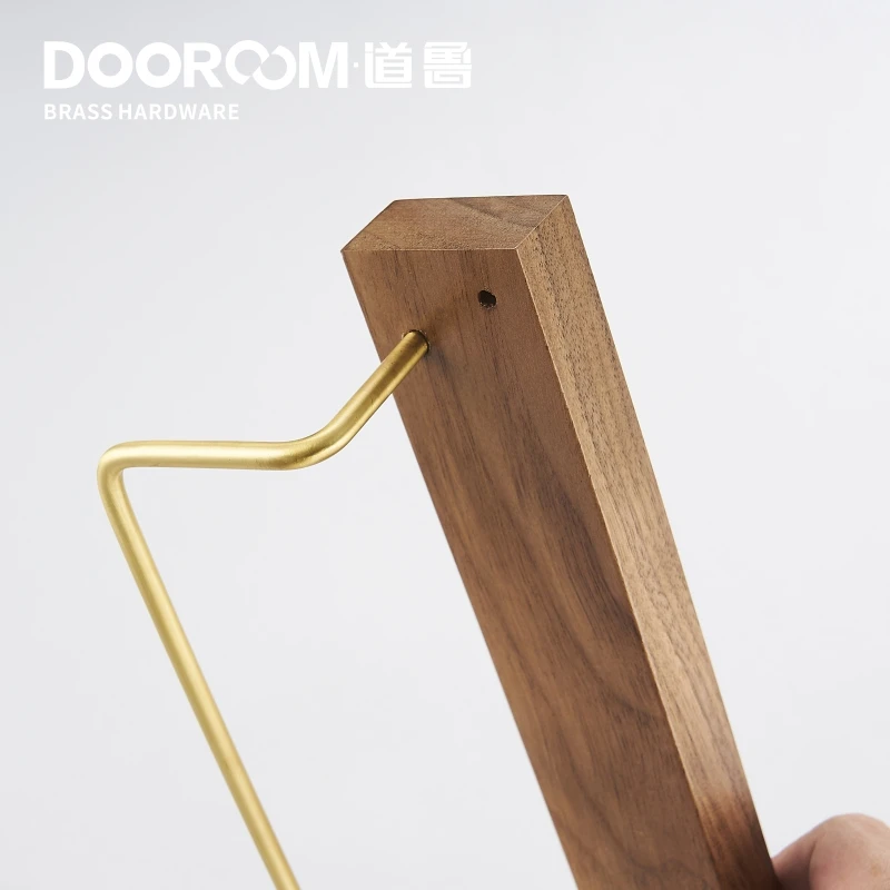 Dooroom черный орех латунь удар бесплатно держатель для полотенец Nodic Ins Ванная Комната Один подвесной рычаг