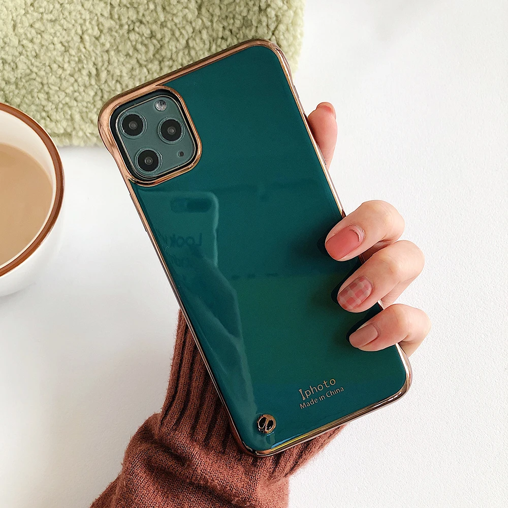 Dark Green LOVECOM сплошной цвет безрамный чехол для телефона для iPhone 11 Pro Max XR XS Max 6 6S 7 8 Plus X с гальваническим покрытием Жесткий PC задняя крышка Coque - Цвет: Dark Green