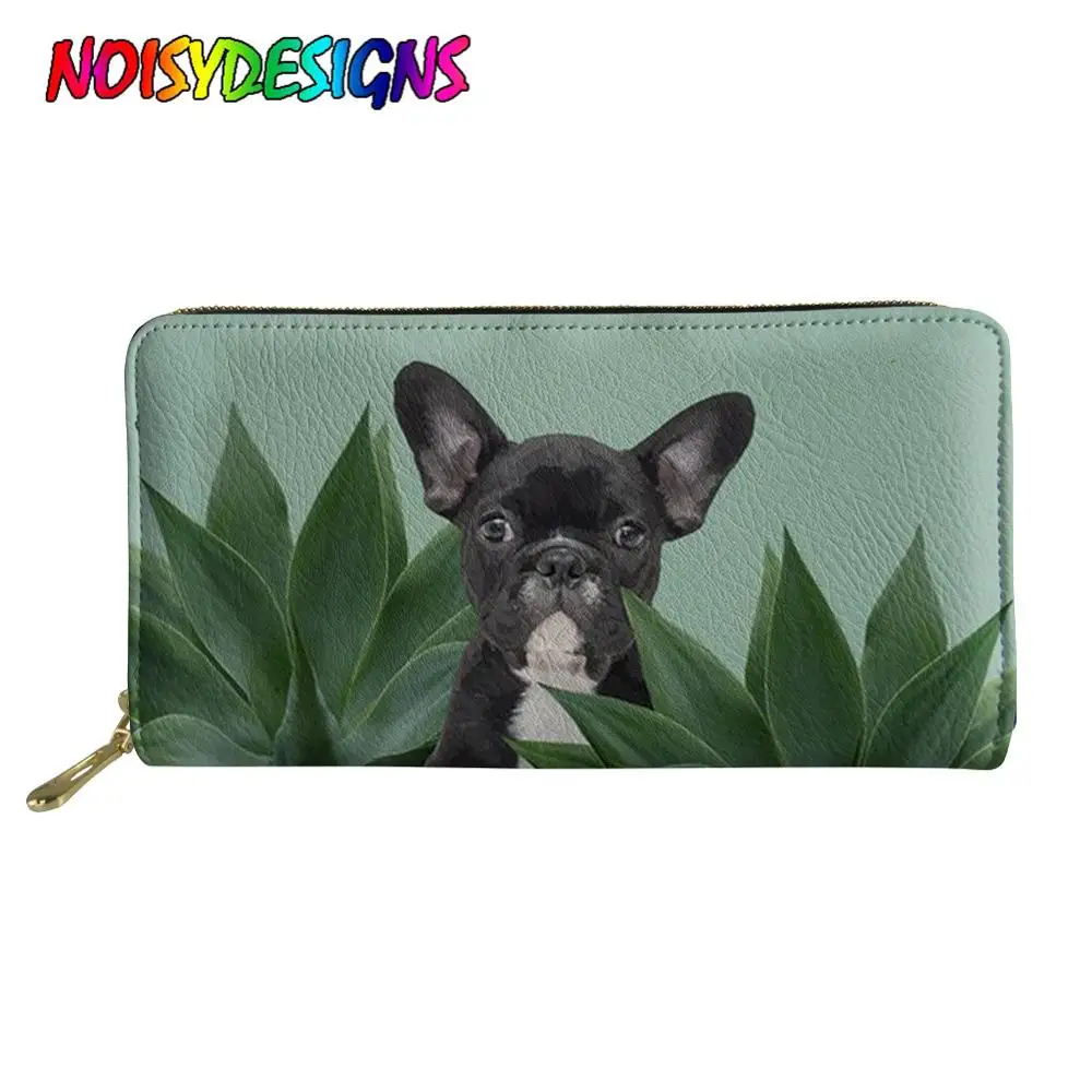 

NOISYDESIGNS 2020 Women's Wallet French Bulldog Between Leaves Art Print Women's Long Wallet Student's Korean Zero Purse Female