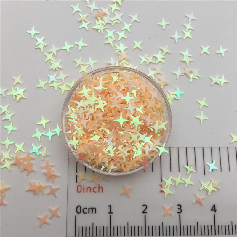 30g/Lot 5mm Cross Star Loose Sequins Glitter Paillettes For DIY Nail Craft,Slime Making, Wedding Decoration confetti Wholesale - Цвет: AB Beige