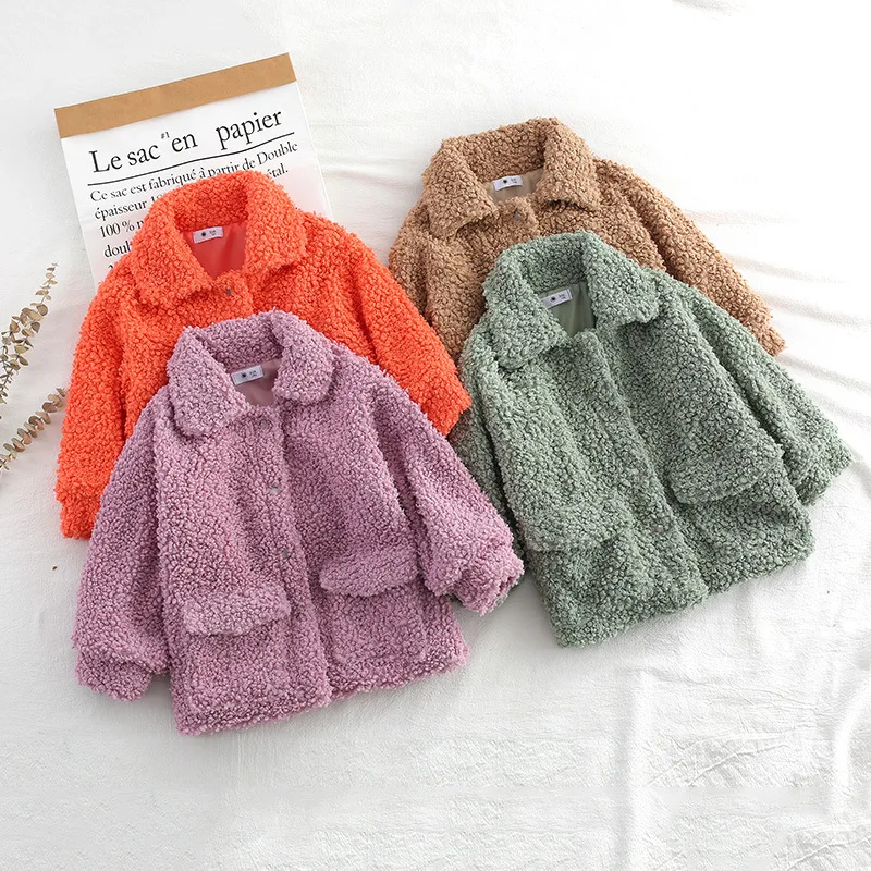 Autumn Winter Girl Jacket Thick Warm Children Jacket Turn-down Collar Girls Outerwear Coat 90~140cm RT780