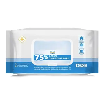 

80 Sheets Flip Top 75% Alcohol Wipes Hand Skin Toys Sanitizing Disinfecting Pads