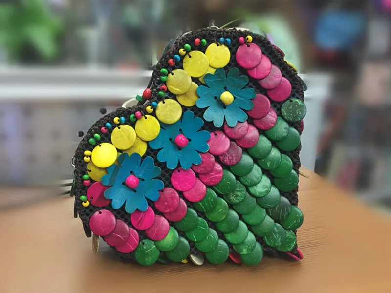 

2019 Characteristics Heart Coconut Shell Bag Literature And Art Retro WOMEN'S Bag Fashion Coconut Shell Bag Features National Wi