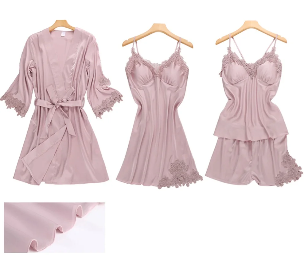 

Sexy Ice Silk Suit for Pajamas Female in Spring & Summer & Autumn Period
