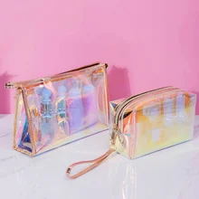 

Transparent Cosmetic Bag Laser Magic Color Transparent TPU Cosmetic Bag Female Storage Bag Waterproof Wash Bag Travel Bag Clutch