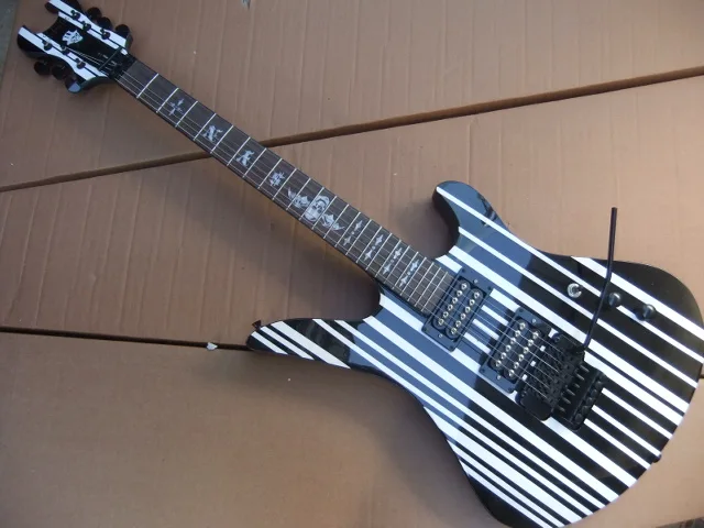 Бесплатная доставка новая модель гитары Schecter черная гитара с серебряной полосой