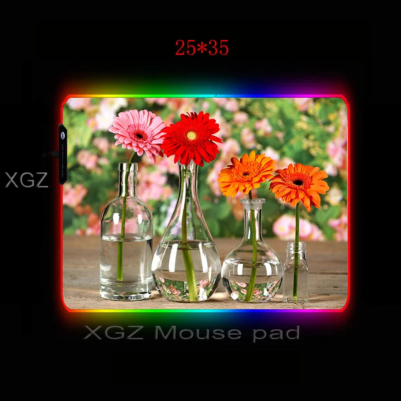 XGZ стеклянная бутылка цветок большой RGB коврик для мыши черный замок аниме персональный компьютерный Настольный коврик резиновый нескользящий удобный для Xxl