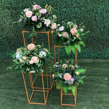

wedding arch road lead decor artificial flower wrought metal iron square block wedding birthday party event decor flower stand