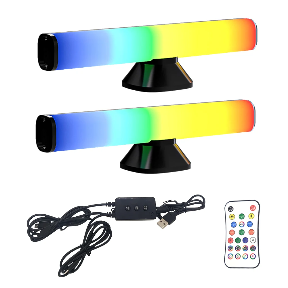 2pcs Light Bar Decorative Remote Control TV Computer With Audio Sync 12