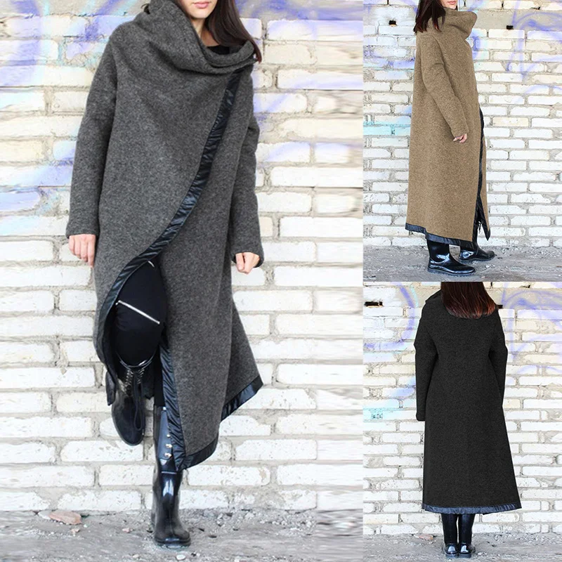 Finest  Plus Size Winter Coats Wool Overcoats ZANZEA Women Winter Outwear Long Sleeve Trech Chaqueta Mujer 