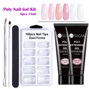 

UR SUGAR 15ml Poly Nail Gel For Nails Extensions Finger Nail Art Manicures Acrylic Gel Varnish Poly Nail Gel Polish Set Kits