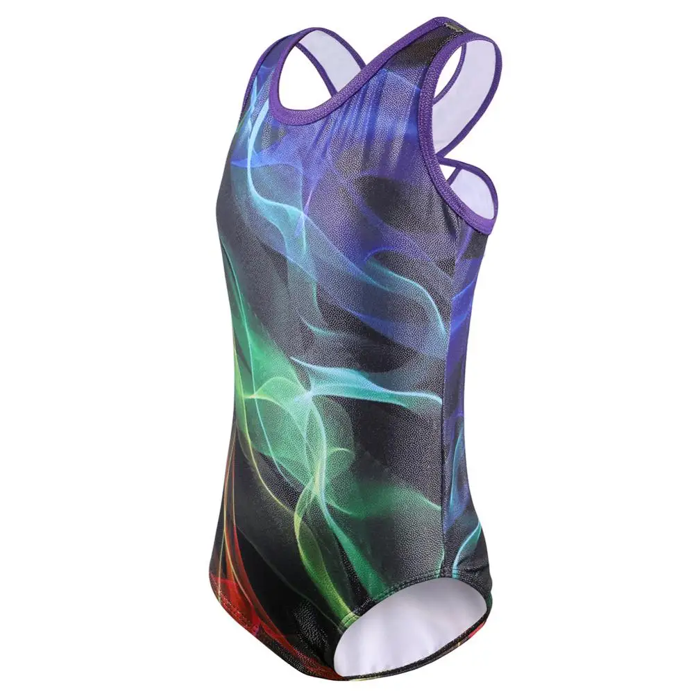BAOHULU Toddler Girl Dance Leotards Sleeveless Kids Skate Gymnastics Leotard Jumpsuit Colorlines Acrobatics for Girls Dance Wear