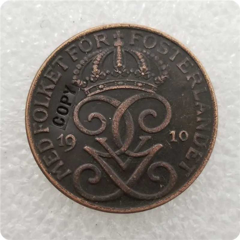 1909,1910, 1917 ШВЕЦИЯ 5 руды копии монет - Цвет: 1910