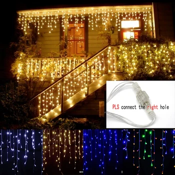 

8m-48m 220V Christmas Garland LED Curtain Icicle String Light Droop 0.4-0.6m Mall Eaves Garden Stage Patio Outdoor Decoration