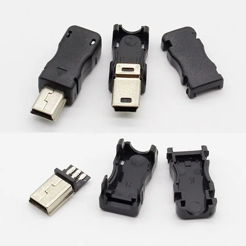 10 шт. мини USB 5 Pin T Порт Штекерный разъем и пластиковая крышка для DIY Прямая