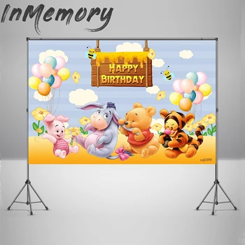 

InMemory Winnie Bear Photography Backdrop Baby Shower Newborn Background Custom Photo Background for Kids Birthday Party Banner