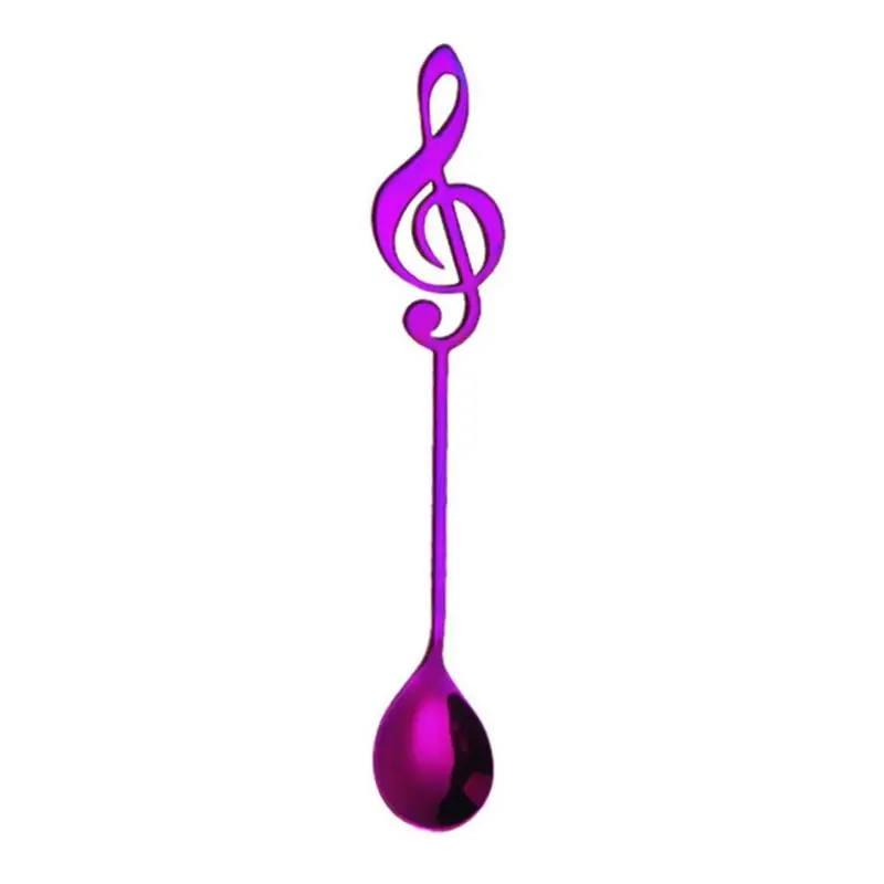 Оригинальная музыкальная тема прочная стойкая блеска ложка из нержавеющей стали с длинной ручкой маленькая ложка для мороженого и десертов посуда - Цвет: G