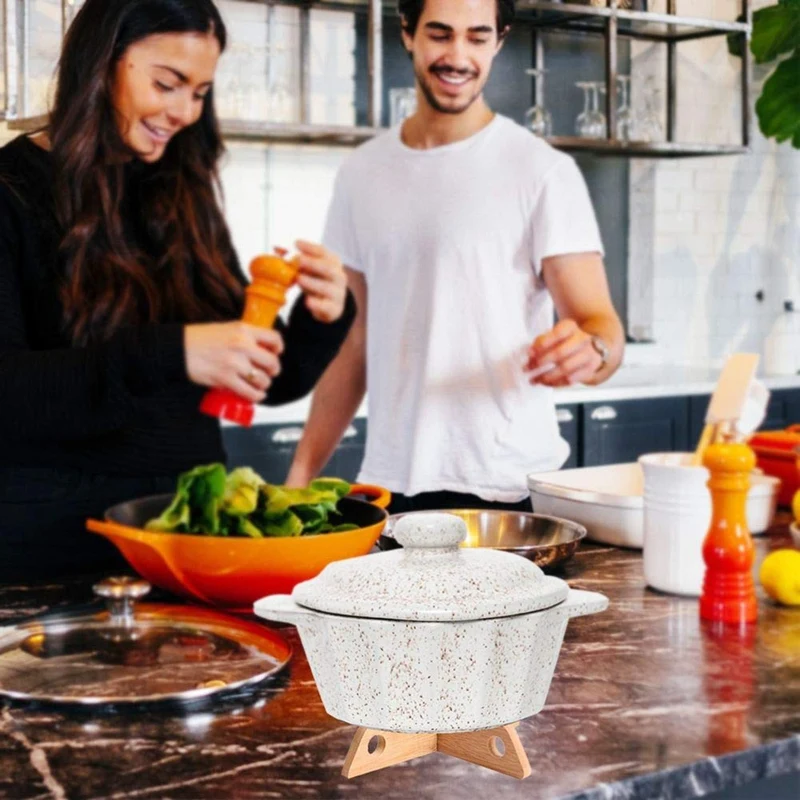 Bamboo Pot Rack Dish Holder Stand Organizer Kitchen Pot Lid Storage Pots Bowl Cup Pan Support Rack, Pack Of 3