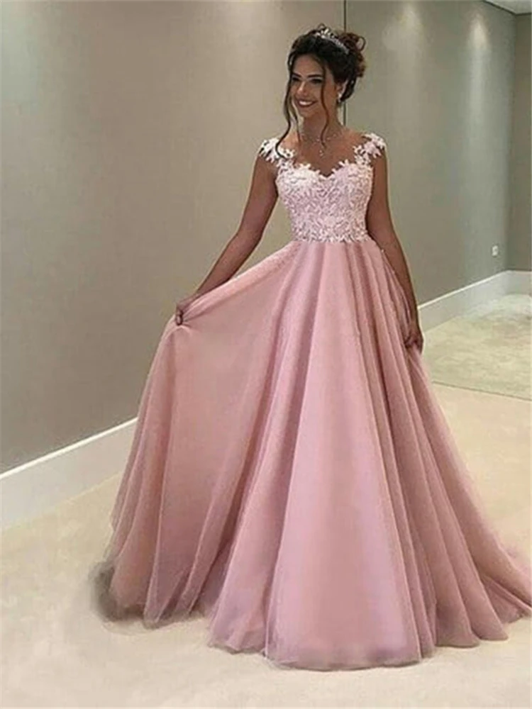 It's Yiya вечернее платье с круглым вырезом Формальные платья Кружевное Платье приталенное de Soiree плюс размер розовое красное ТРАПЕЦИЕВИДНОЕ женское вечернее платье C440