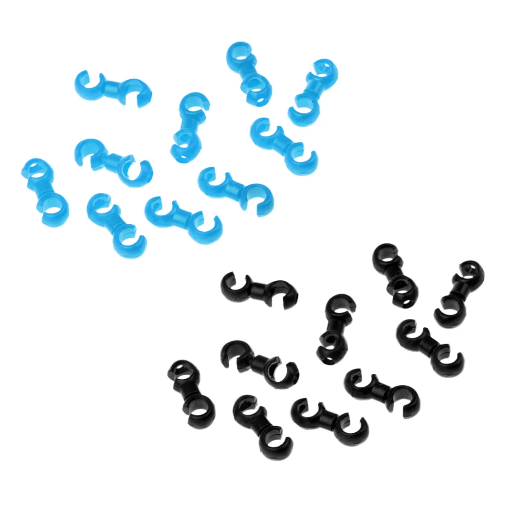 20Pcs S-style Cable Clips, Cycling Bike Bicycle Buck Holes Brake Gear Housing Guides - Black,Blue