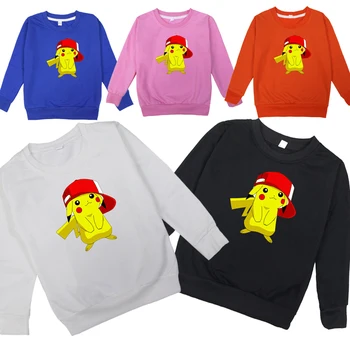 

Kids Toddler Pokemon Pikachu Long Sleeve Hoodie Fashion Casual Teens Cotton Sportswear Sweatshirts Christmas Tops Pullover