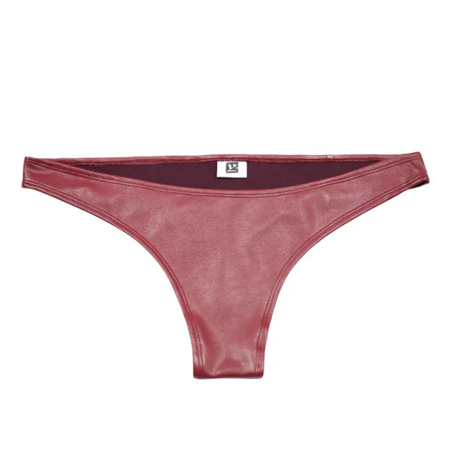 Women Lady Sexy Shorts Low Waist T-Crotch Faux Leather Briefs Thong Stylish