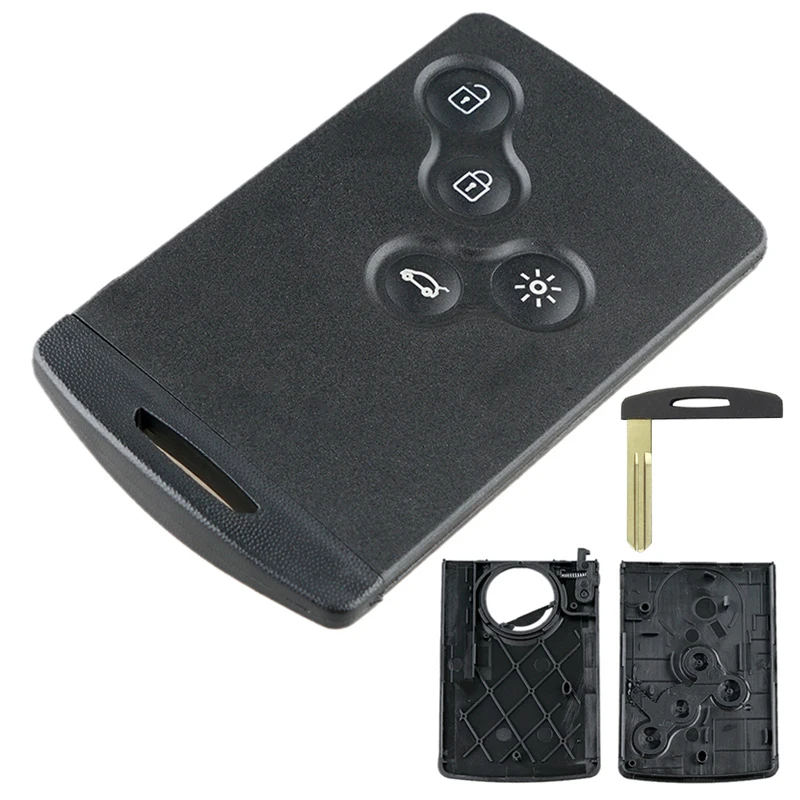 4 Buttons Remote Car Key Card Smart Shell Case Replacement with NSN14 Blade Car Key Accessories for Renault Laguna Koleos yiqixin small emergency blade replacement car key shell for renault clio logan megane 2 3 koleos scenic smart case card remote