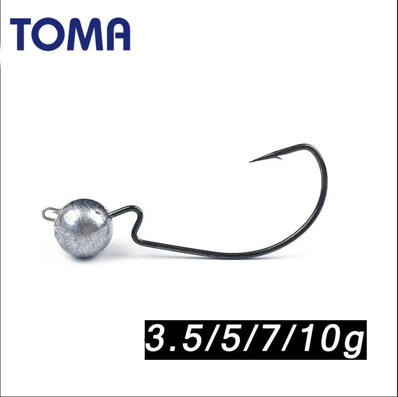Тома 12 штук Jig Head крюк Softworm с высоким содержанием углерода Сталь крючков 3.5g 5g 7g 10гр