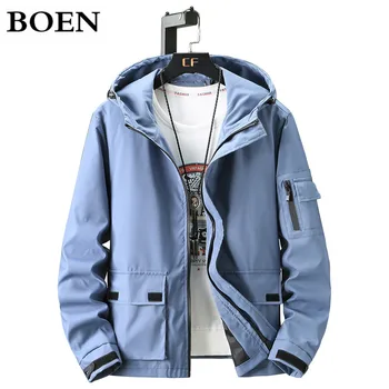 

New Bomber Men Jacket Solid Hoody 2020 Autumn Loose Jackets Hooded Japanese Streetwear Men Multi Pocket Hoodies Large Size 8XL