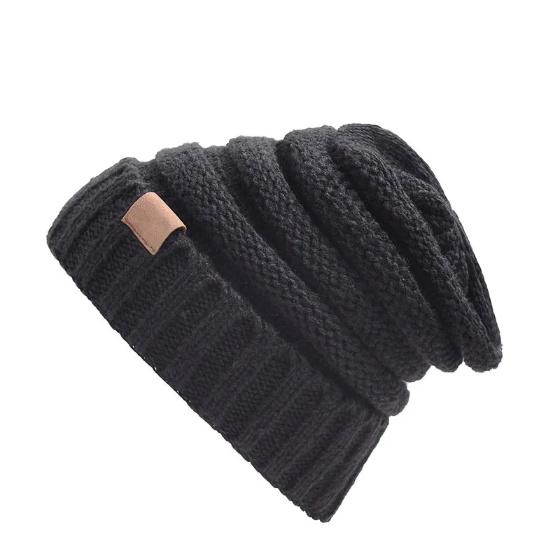 Black Новинка,, Европейский и американский стиль, Осень-зима, AliExpress, маркировка CC, вязаная шерстяная шапка, набор головных уборов, уличная шапка - Цвет: Black