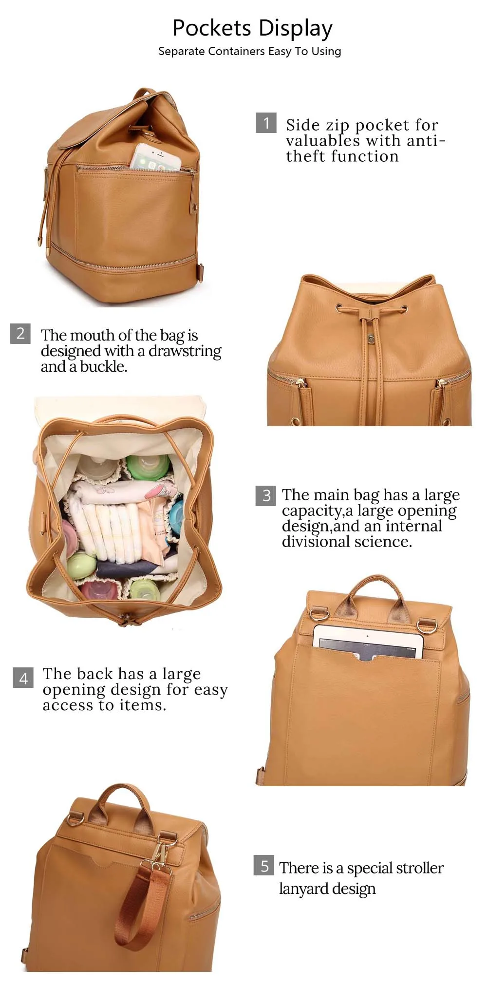 Кожаный Рюкзак Детские Подгузники Сумки для мамы изменение сумка мокрой для младенцев Уход За Младенцами Организатор 109